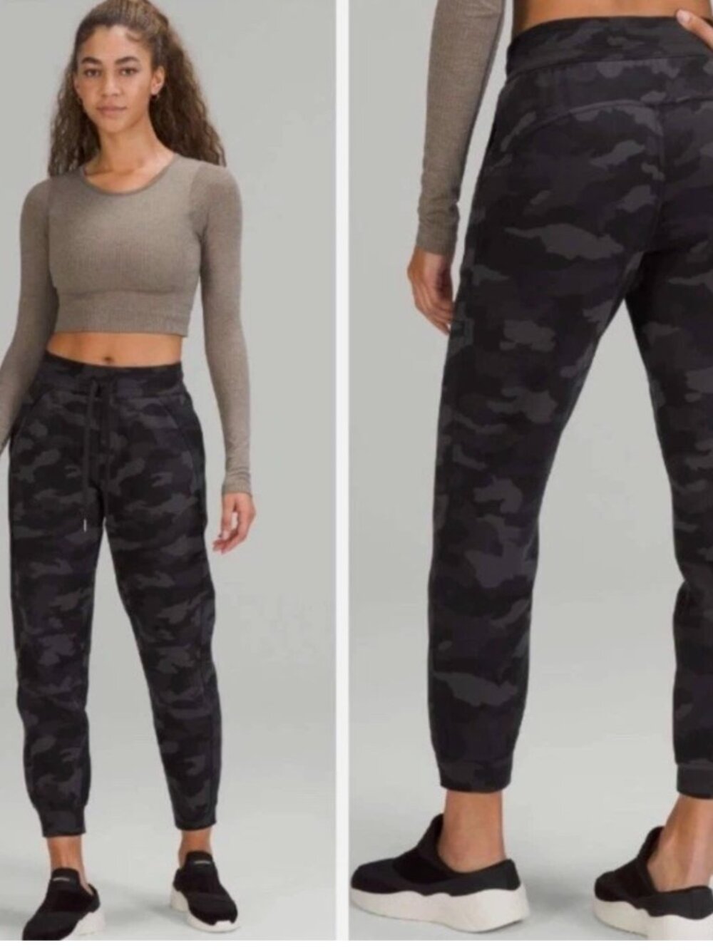 Lululemon Scuba High-Rise Jogger Womens 1 Black Gray Camo Fleece 26” Sweat Pants